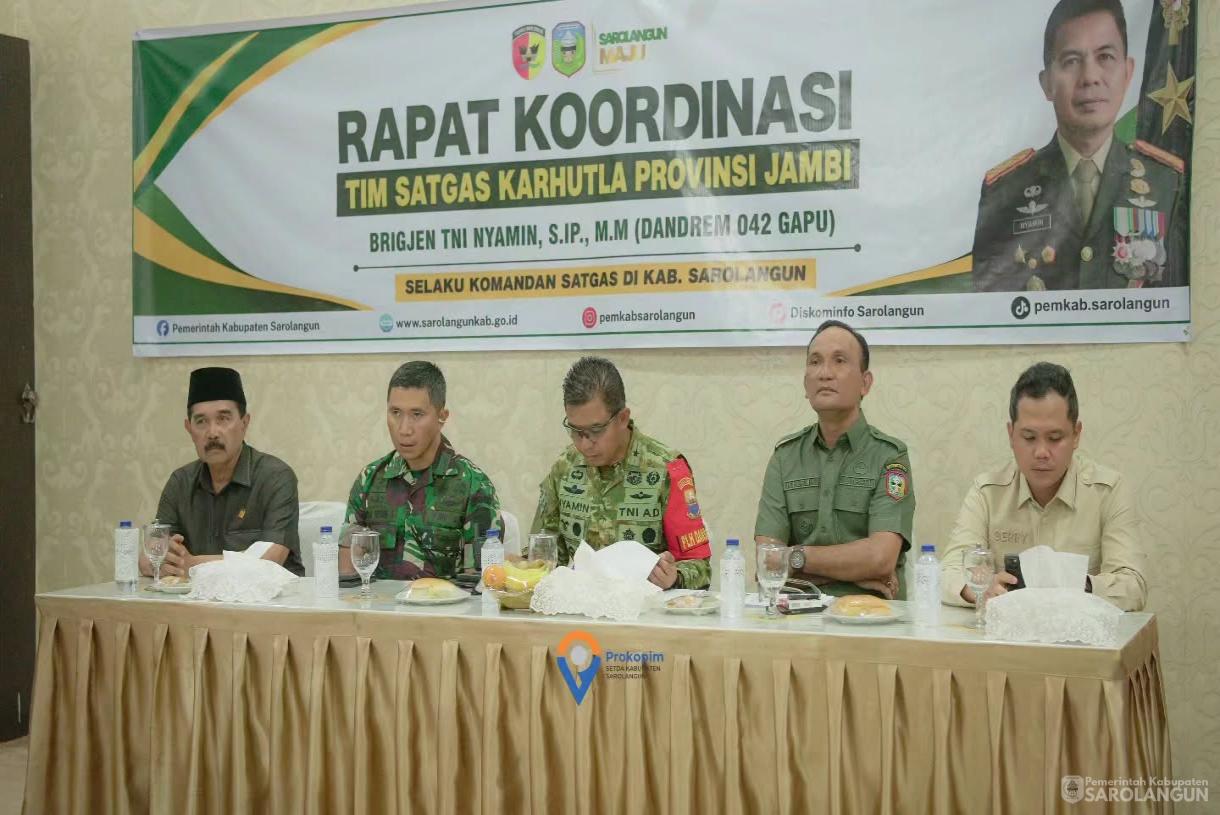 21 Agustus 2026 Rapat Koordinasi Tim Satgas karhutla Provinsi Jambi, bertempat di rumah Dinas bupati Sarolangun