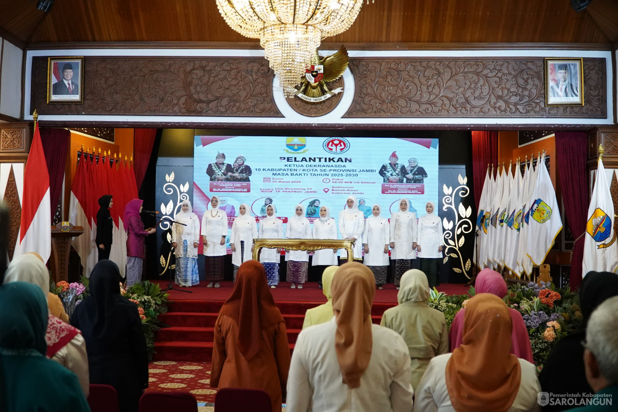 10 Maret 2025 - Pelantikan Ketua TP PKK, Bunda PAUD, Ketua Dekranasda Se Provinsi Jambi Bertempat di Auditorium Rumah Dinas Gubernur Jambi