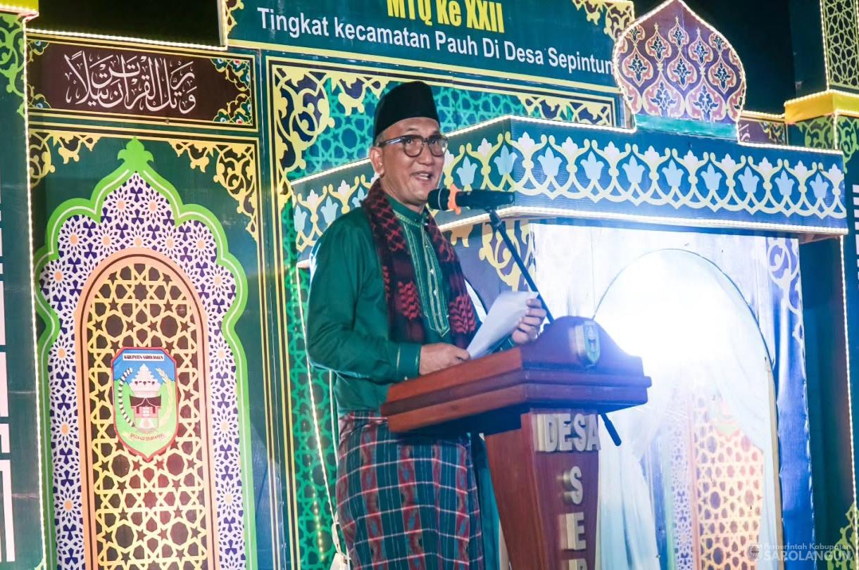 15 Juni 2026 Bupati Sarolangun membuka MTQ Tingkat Kecamatan Pauh di Desa Sepintun