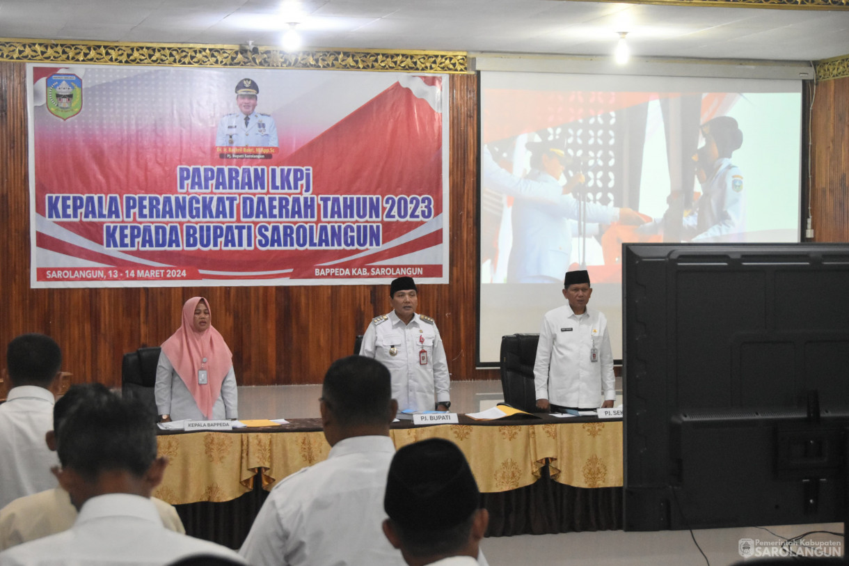 13 Maret 2024 - Paparan LKPJ Kepala Perangkat Daerah Tahun 2023 Kepada Bupati Sarolangun Di Ruang Aula Bappeda Sarolangun