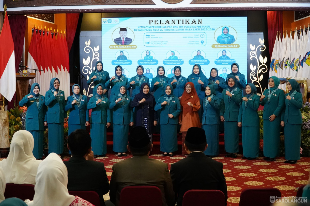 10 Maret 2025 - Pelantikan Ketua TP PKK, Bunda PAUD, Ketua Dekranasda Se Provinsi Jambi Bertempat di Auditorium Rumah Dinas Gubernur Jambi