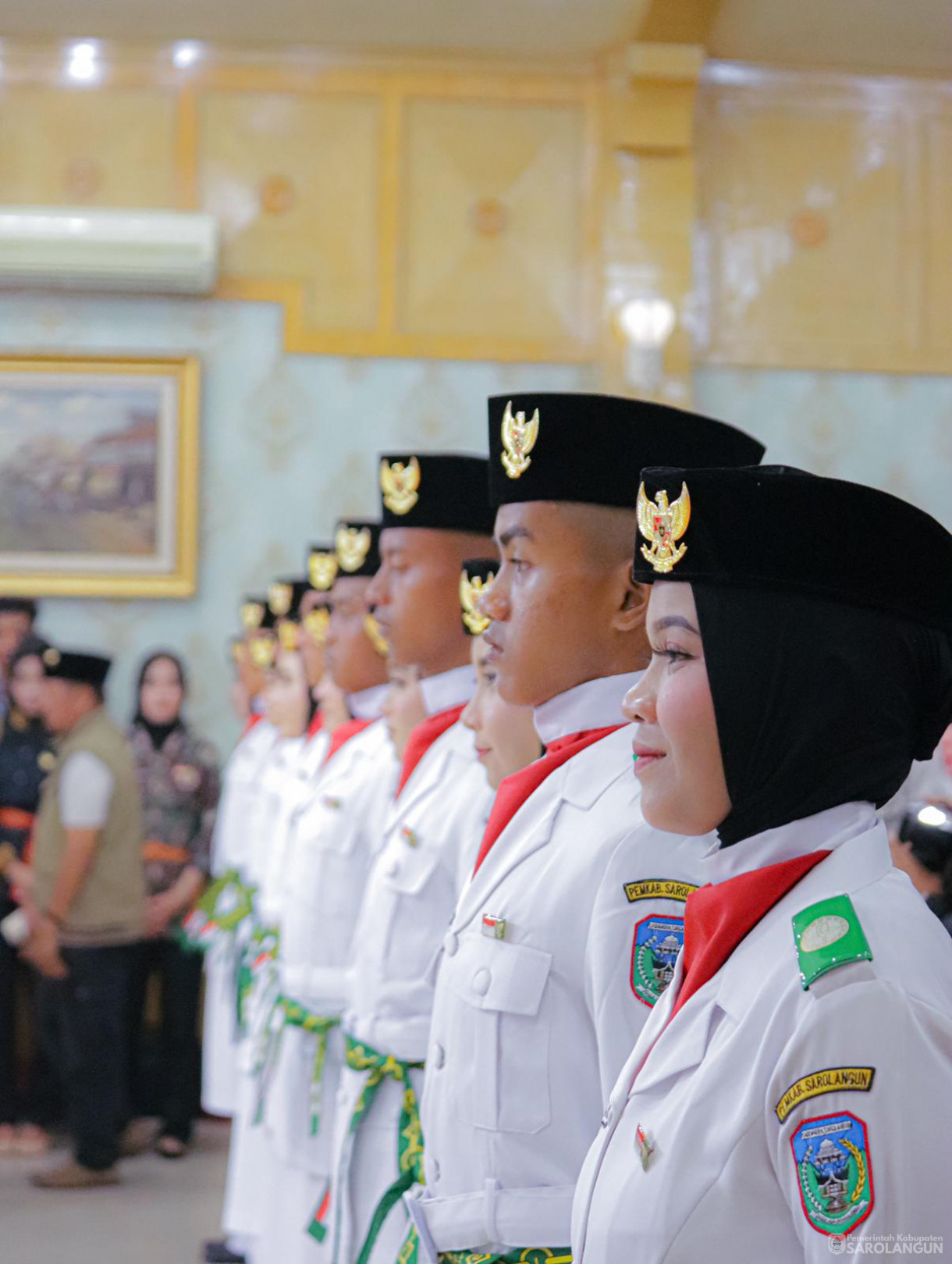15 Agustus 2024 -&nbsp;Pengukuhan Pasukan Pengibar Bendera Pusaka, Bertempat di Aula Utama Kantor Bupati Sarolangun