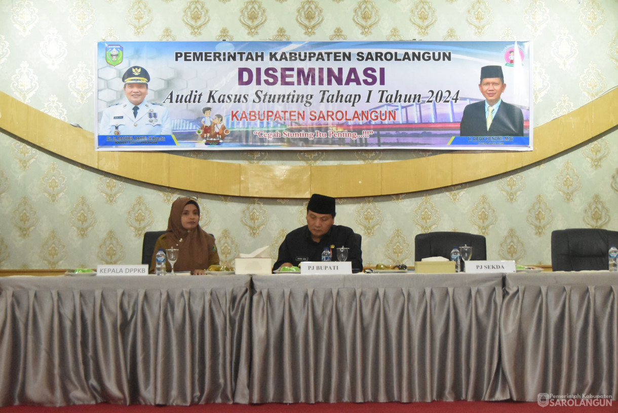 30 Juli 2024 -&nbsp;Diseminasi Audit Kasus Stunting Tahap I Tahun 2024, Bertempat di Aula Utama Kantor Bupati Sarolangun