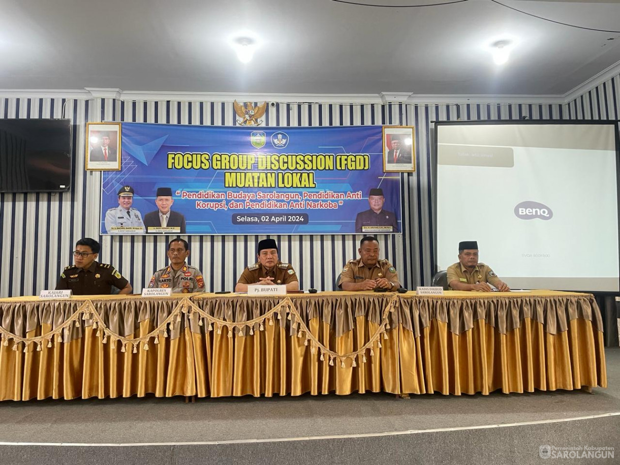 02 April 2024 - FGD Muatan Lokal Pendidikan Budaya Sarolangun, Pendidikan Anti Narkoba, Dan Pendidikan Anti Korupsi Di Aula Dinas Pendidikan Sarolangun