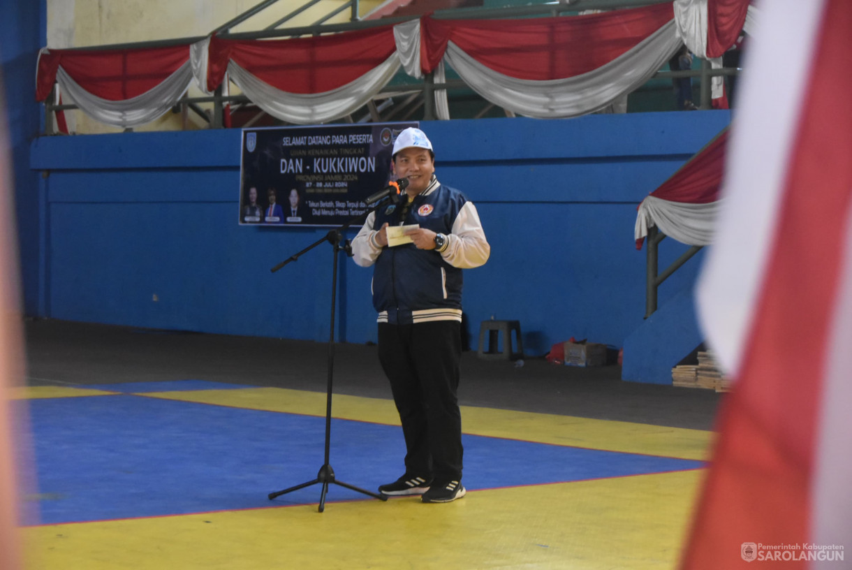 28 Juli 2024 -&nbsp;Ujian Kenaikan Tingkat Dan Kukkiwon Provinsi Jambi 2024, Bertempat di Gedung Tenis Indoor Sarolangun