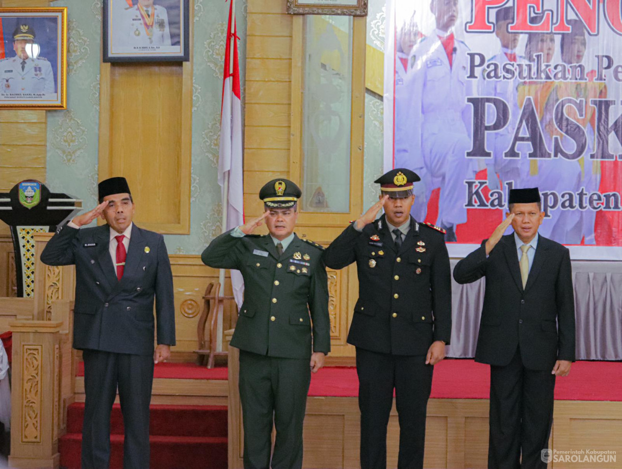 15 Agustus 2024 -&nbsp;Pengukuhan Pasukan Pengibar Bendera Pusaka, Bertempat di Aula Utama Kantor Bupati Sarolangun