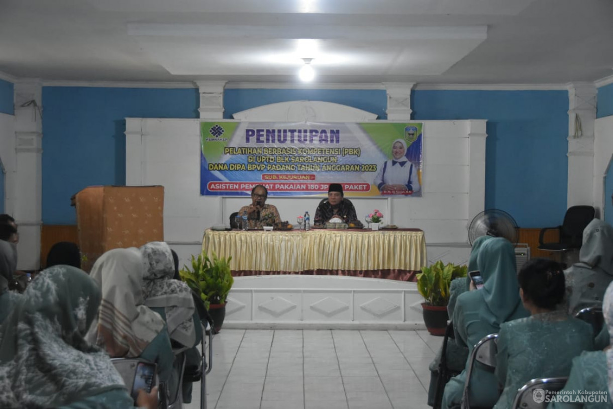 3 November 2023 -&nbsp;Penjabat Bupati Sarolangun Menghadiri Sekaligus Menutup Pelatihan Berbasis Kompetensi&nbsp; Di UPTD BLK Sarolangun