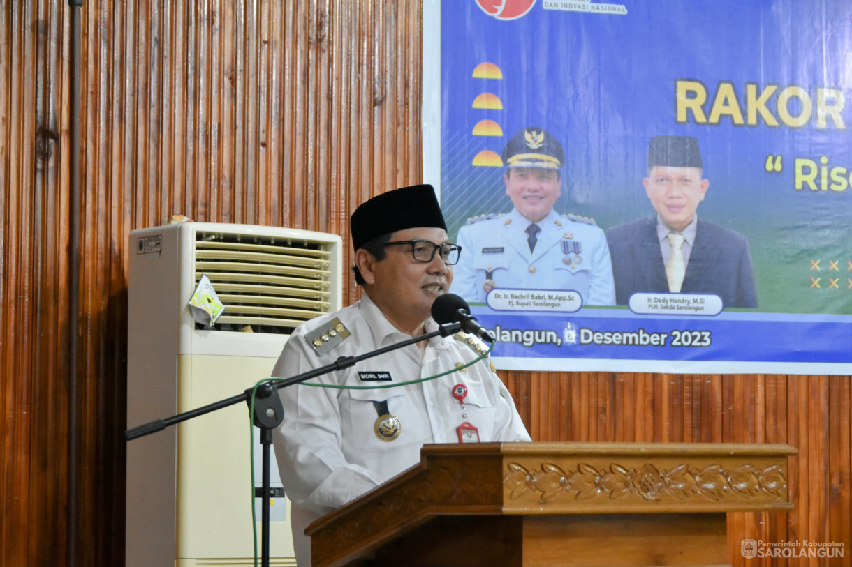 6 Desember 2023 - Rakor Kelitbangan Tahun 2023 Riset Dan Inovasi Yang Berkualitas Untuk Sarolangun Maju Di Ruang Aula Bappeda Sarolangun