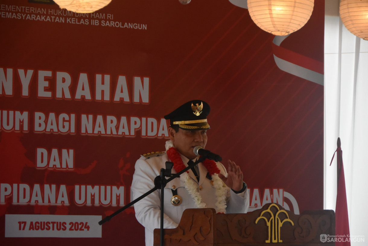 17 Agustus 2024 -&nbsp;Penyerahan Remisi Umum Bagi Narapidana dan Pengurangan Masa Pidana Umum, Bertempat di Lapan Kelas IIB Sarolangun