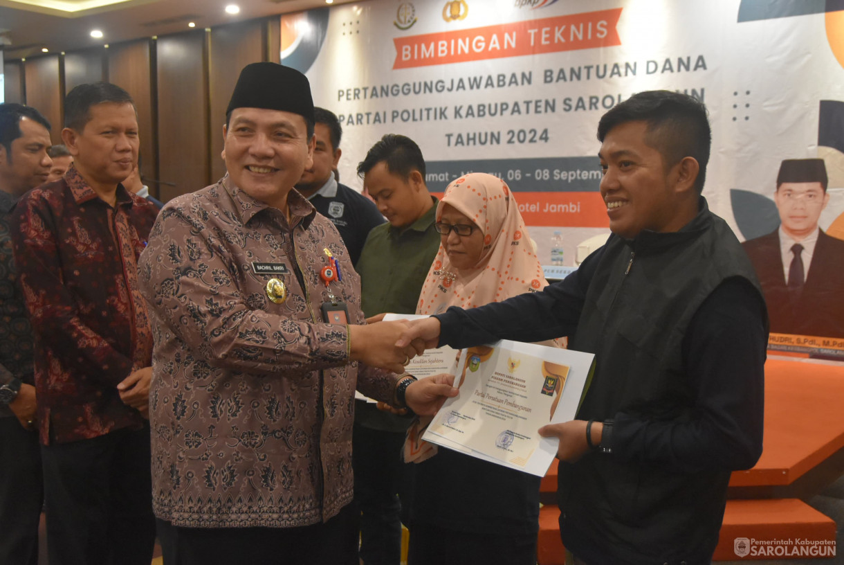 6 September 2024 - Bimbingan Teknis Tentang Pelaporan Dan 
Pertanggungjawaban Dana Hibah Partai Politik Tahun 2024, Bertempat di 
Ballroom BW Luxury Jambi