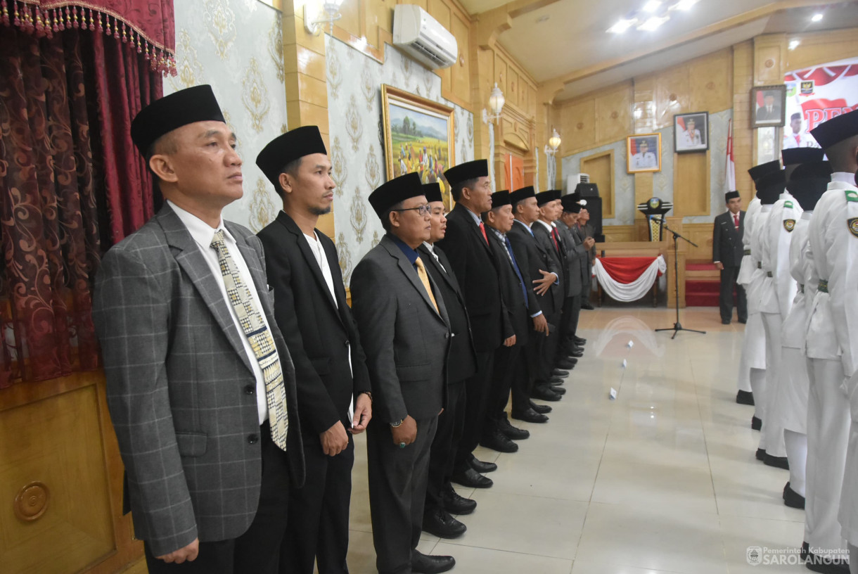 15 Agustus 2024 -&nbsp;Pengukuhan Pasukan Pengibar Bendera Pusaka, Bertempat di Aula Utama Kantor Bupati Sarolangun