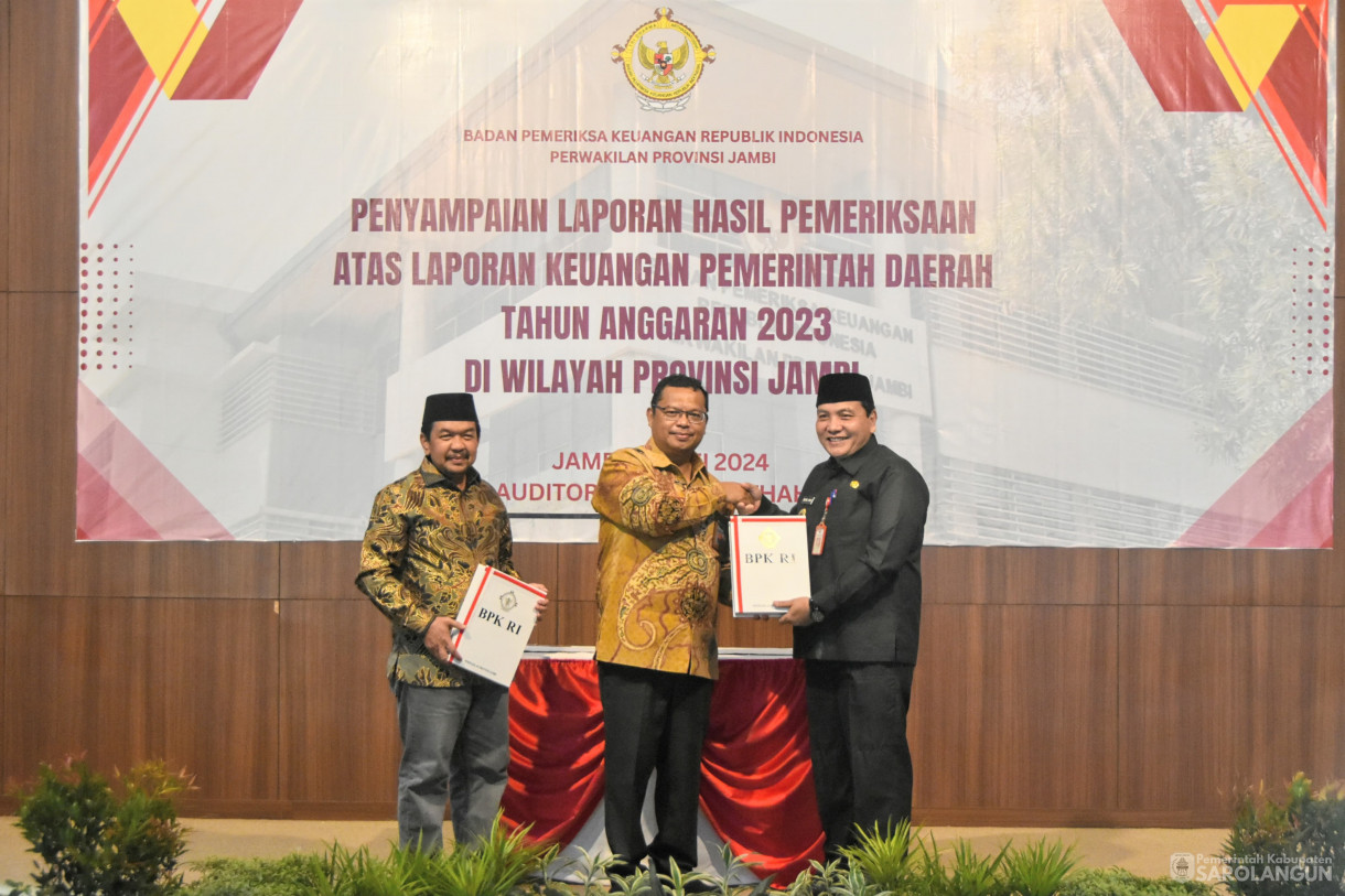 28 Mei 2024 - Penyampaian Laporan Hasil Pemeriksaan Atas Laporan Keuangan Pemerintah Daerah Tahun 2023 Di Wilayah Provinsi Jambi Di Kantor Perwakilan BPK Jambi