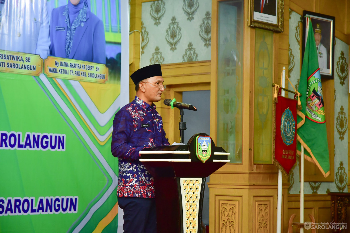 27 Maret 2025 -&nbsp;Pelantikan Pengurus TP PKK Kabupaten Sarolangun Periode Tahun 2025 sd 2030 Oleh Ketua TP PKK Kabupaten Sarolangun Bertempat di Ruang Aula Utama Kantor Bupati Sarolangun