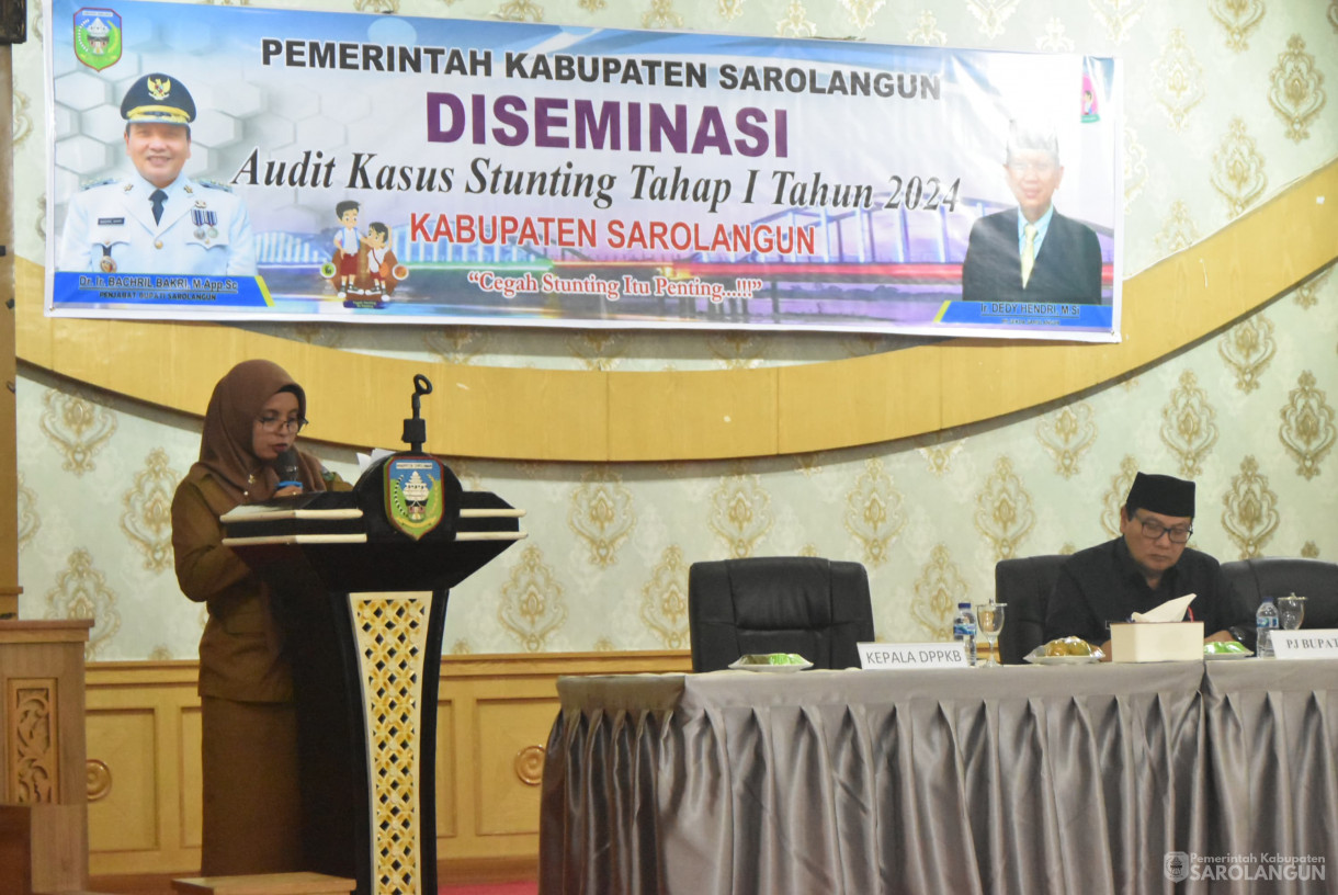 30 Juli 2024 -&nbsp;Diseminasi Audit Kasus Stunting Tahap I Tahun 2024, Bertempat di Aula Utama Kantor Bupati Sarolangun