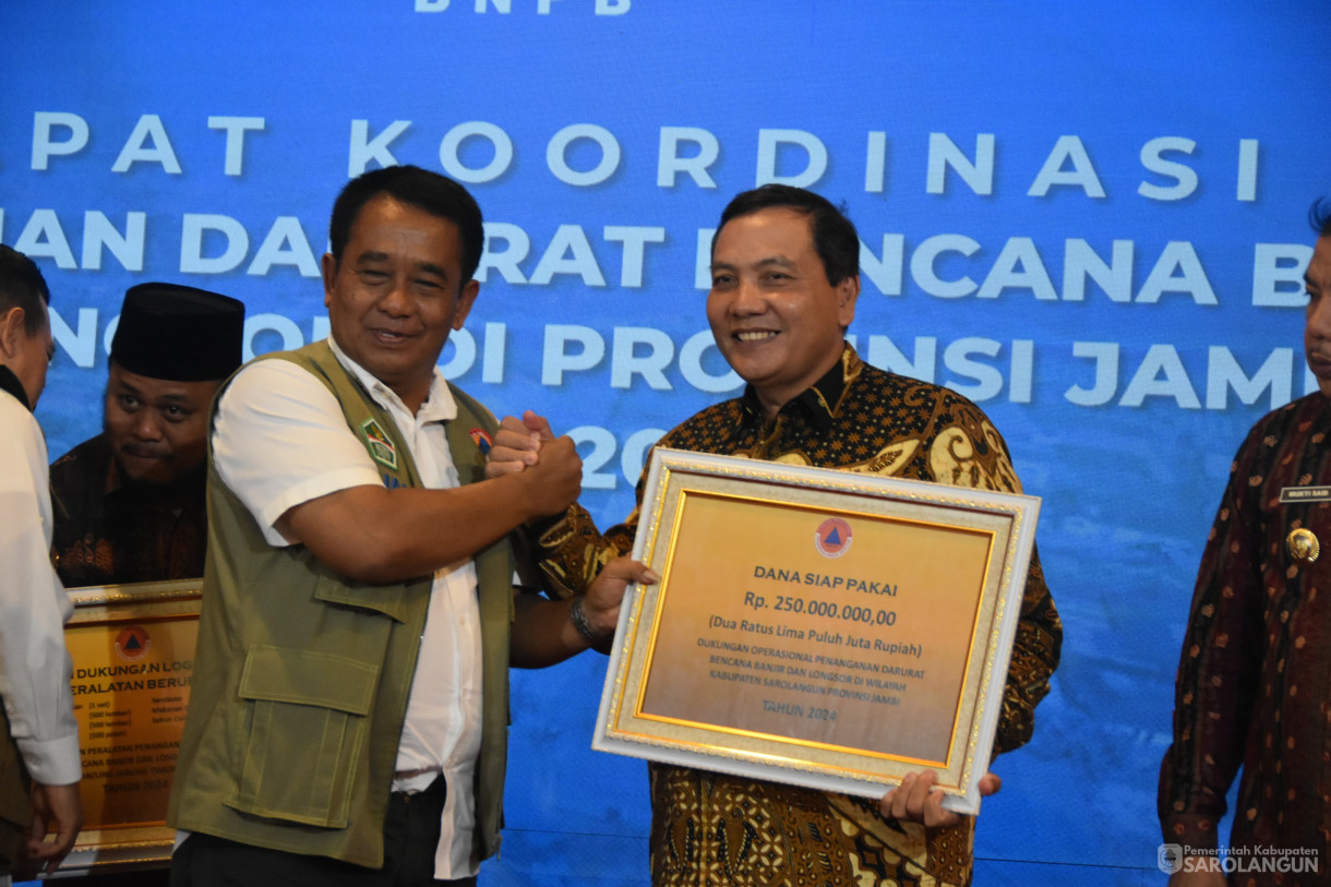 25 Januari 2024 - Rapat Koordinasi Penanganan Bencana Banjir Dan Longsor Provinsi Jambi Tahun 2024 Di Auditorium Rumah Dinas Gubernur Jambi