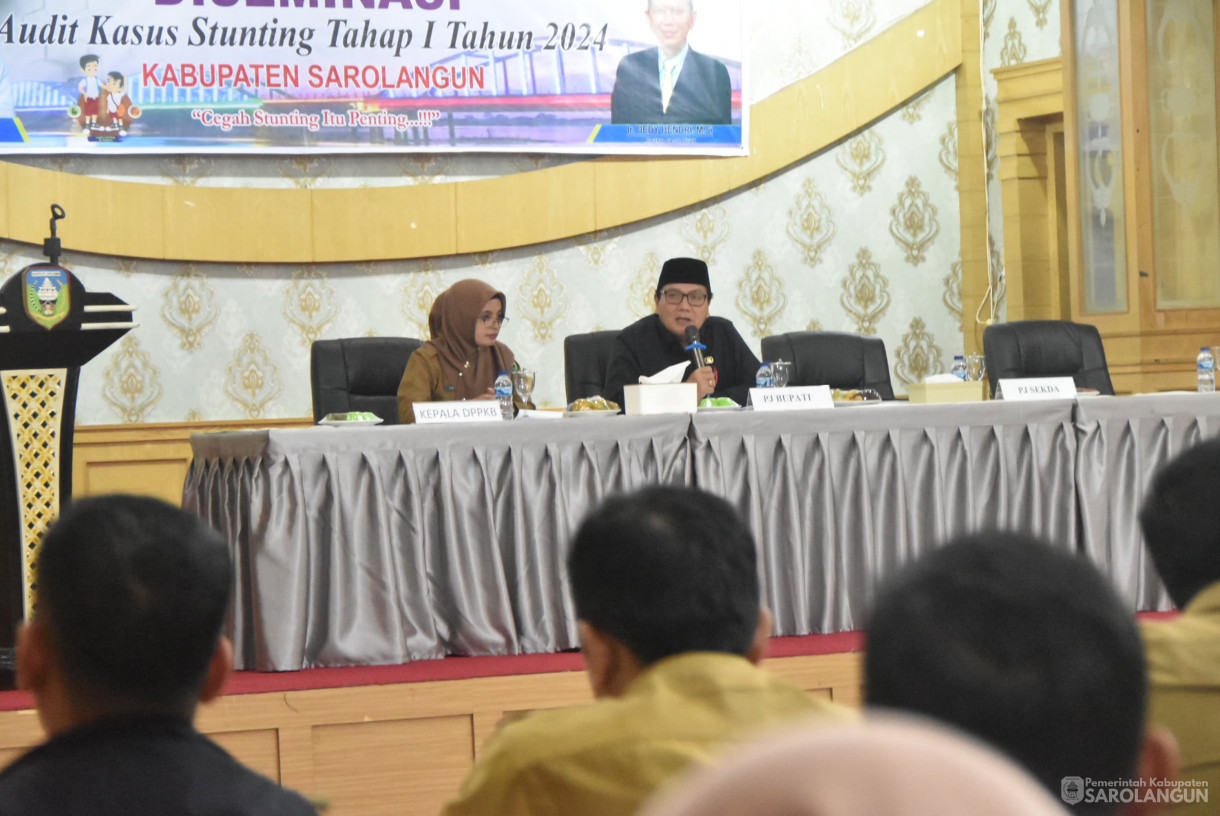 30 Juli 2024 -&nbsp;Diseminasi Audit Kasus Stunting Tahap I Tahun 2024, Bertempat di Aula Utama Kantor Bupati Sarolangun