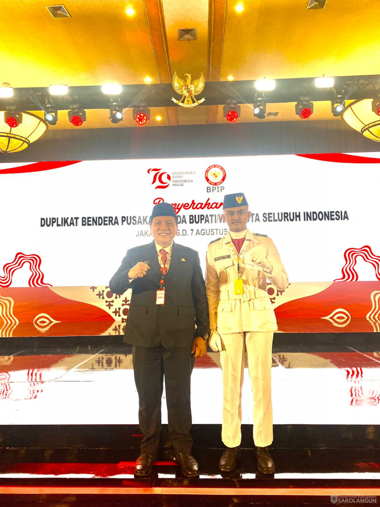 6 Agustus 2024 -&nbsp;Penyerahan Duplikat Bendera Pusaka Merah Putih Kepada Bupati dan Walikota Seluruh Indonesia di Gedung Balai Samudera Jakarta
