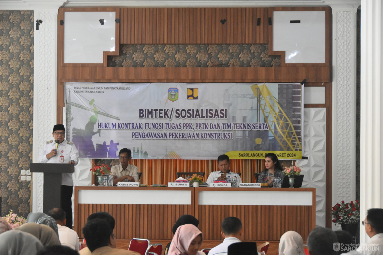 6 Maret 2024 – Bimtek Dan Sosialisasi Hukum Kontrak, Fungsi Tugas PPK, PPTK, Dan Tim Teknis Serta Pengawasan Pekerjaan Konstruksi Di Aula Golden Hotel Sarolangun