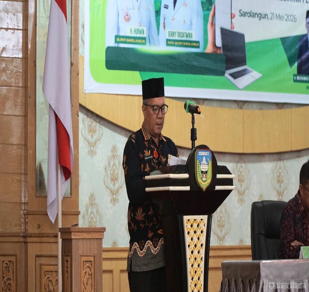 21 Mei 2026 Staff Ahli Bupati Bidang Pemerintah Hukum dan Politik Membuka Kegiatan&nbsp; Sosialisasi PP No. 28 Tahun 2025 tentang Perizinan Berusaha Berbasis Resiko dan Pelaporan Kegiatan Penanaman Modal di Aula Utama Kantor Bupati Sarolangun