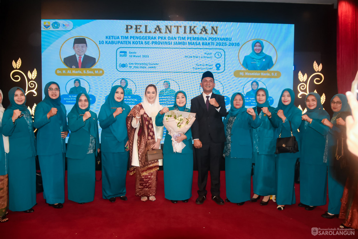 10 Maret 2025 - Pelantikan Ketua TP PKK, Bunda PAUD, Ketua Dekranasda Se Provinsi Jambi Bertempat di Auditorium Rumah Dinas Gubernur Jambi