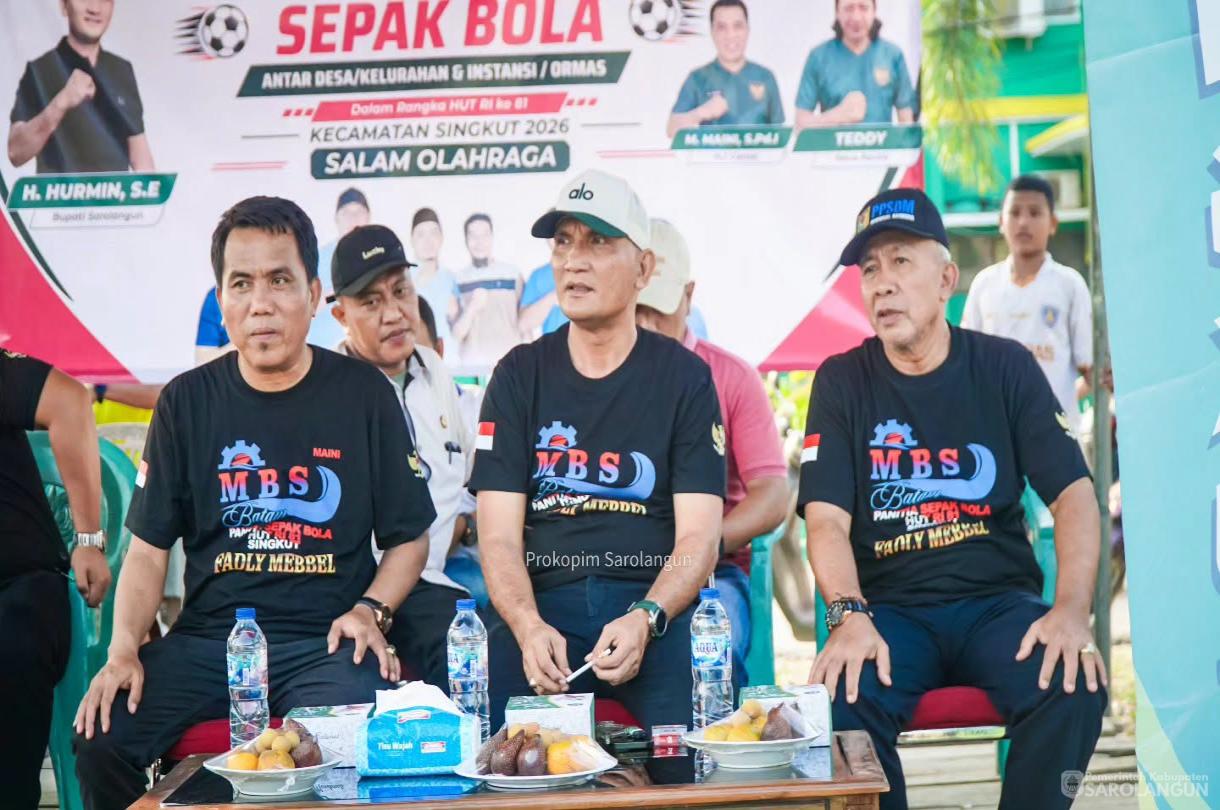 5 Agustus 2026 Pembukaan Turnamen Sepak Bola Antar Desa Se Kec Singkut dalam Rangka Memeriahkan HUT RI Ke 81 Tahun di Lapangan Sungai Benteng Kecamatan Singkut