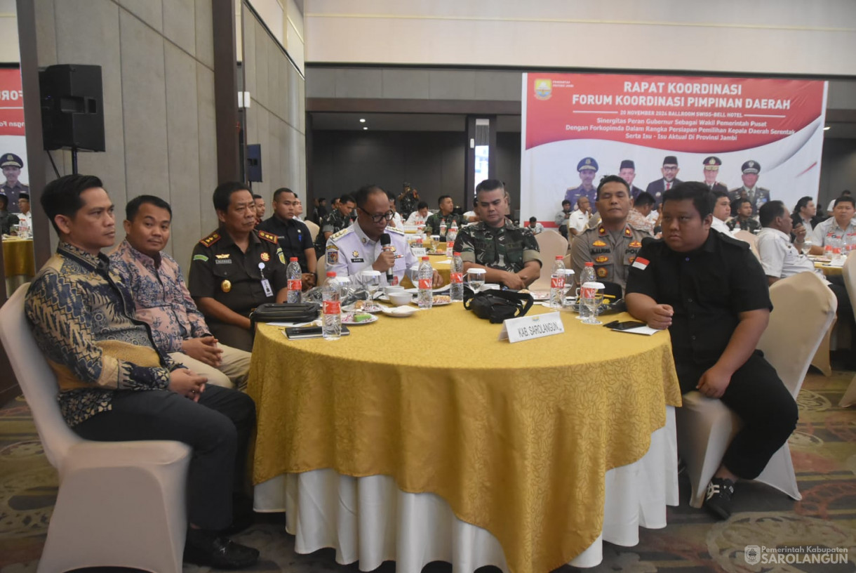 20 November 2024 -&nbsp;Rapat Koordinasi Forum Koordinasi Pimpinan Daerah Se Provinsi Jambi, Bertempat di Aula Swissbell Hotel Jambi