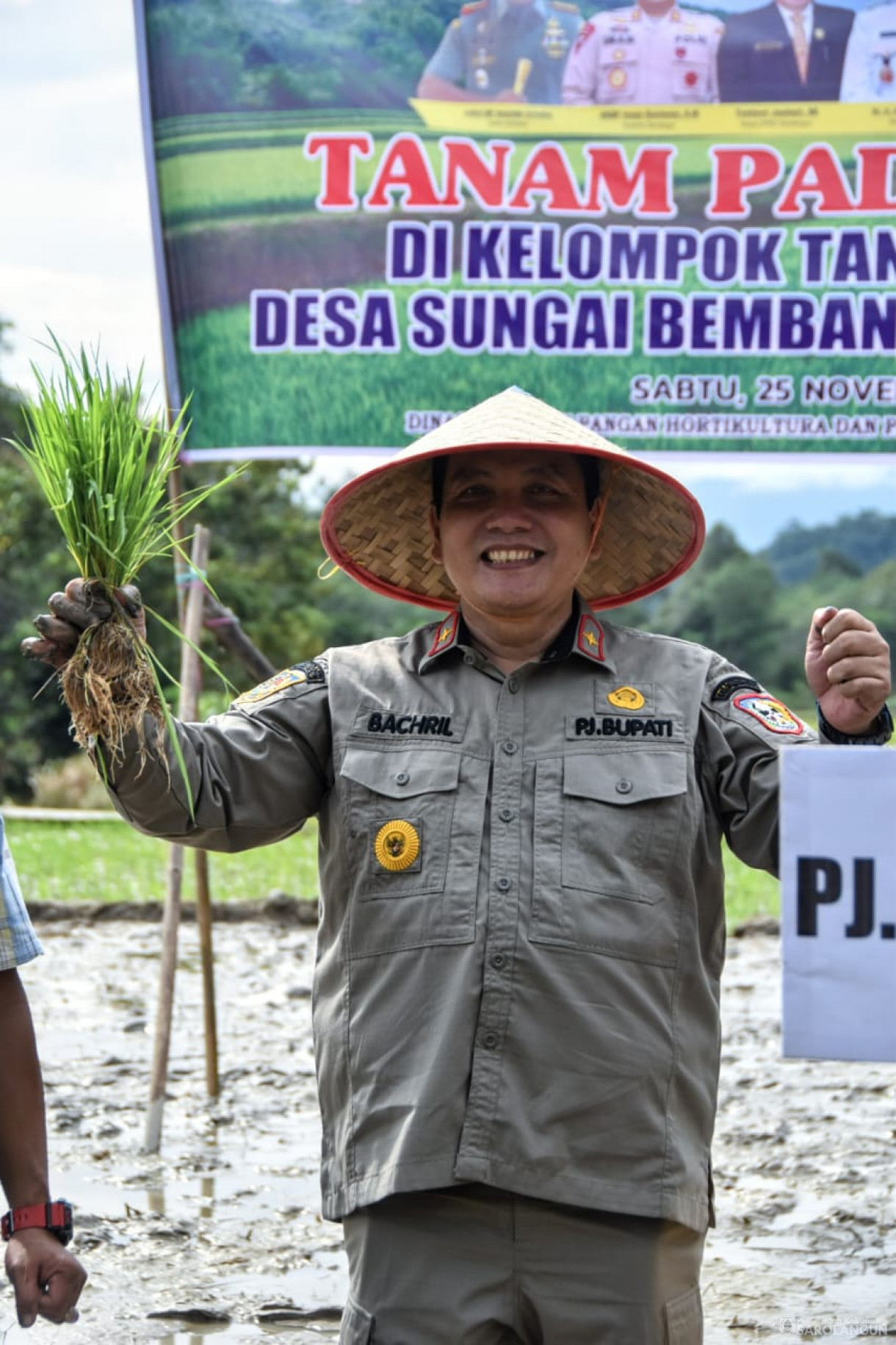 25 November 2023 - Tanam Padi Sawah Di Kelompok Tani Suka Damai Bersama Forkopimda Sarolangun Di Desa Sungai Bemban Kec. Batang Asai