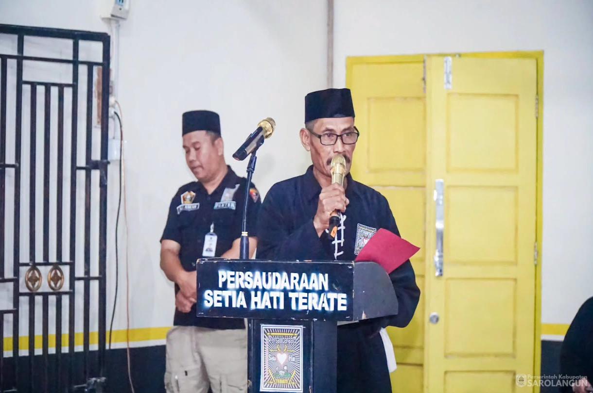 29 Juni 2026 Bupati Sarolangun Menghadiri Acara Pengesahan Warga Baru Tingkat 1 Persaudaraan Setia Hati Terate Cabang Kabupaten Sarolangun Pusat Madiun di Padepokan Satria Krida PSHT Cabang Sarolangun