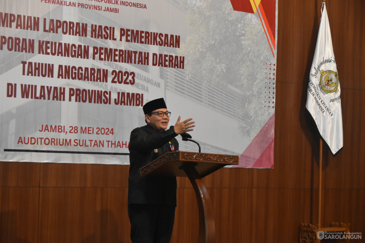 28 Mei 2024 - Penyampaian Laporan Hasil Pemeriksaan Atas Laporan Keuangan Pemerintah Daerah Tahun 2023 Di Wilayah Provinsi Jambi Di Kantor Perwakilan BPK Jambi