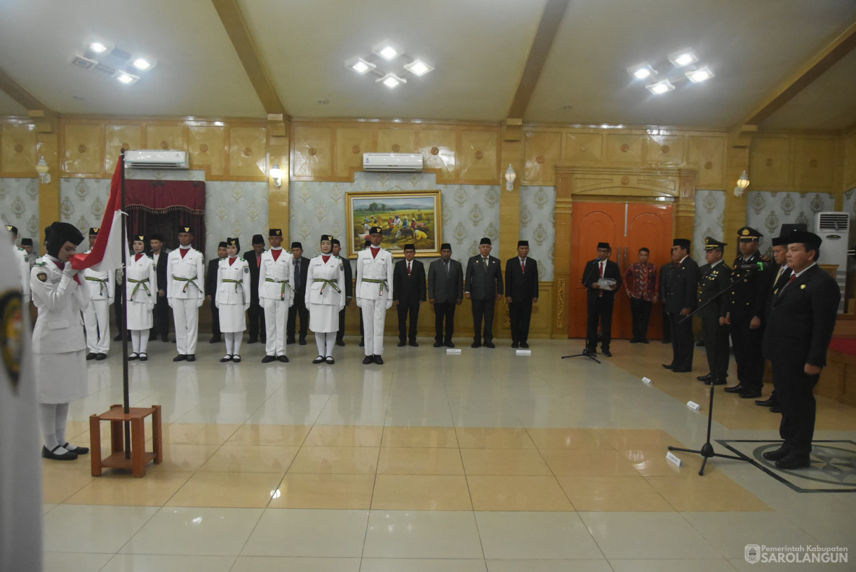 15 Agustus 2024 -&nbsp;Pengukuhan Pasukan Pengibar Bendera Pusaka, Bertempat di Aula Utama Kantor Bupati Sarolangun