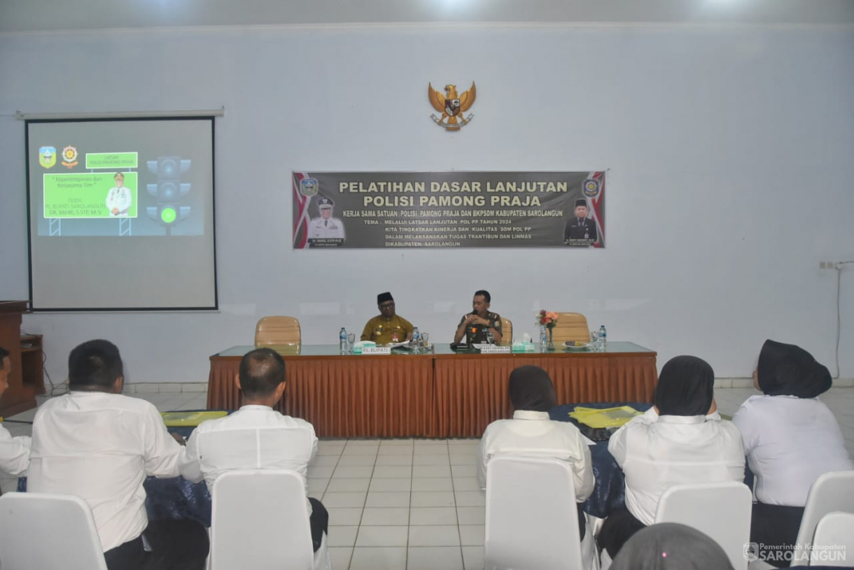 16 Desember 2024 - Pelatihan Dasar Lanjutan Polisi Pamong Praja, Bertempat di Aula Gedung Diklat BPKSDM Sarolangun