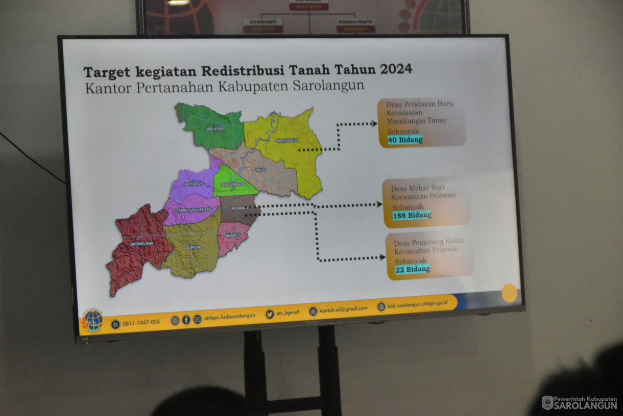27 Agustus 20024 - Sidang Gugus Tugas Reforma Agraria Kabupaten Sarolangun Kegiatan Redistribusi Tanah T.A 2024 di Kantor BPN Sarolangun&nbsp;
